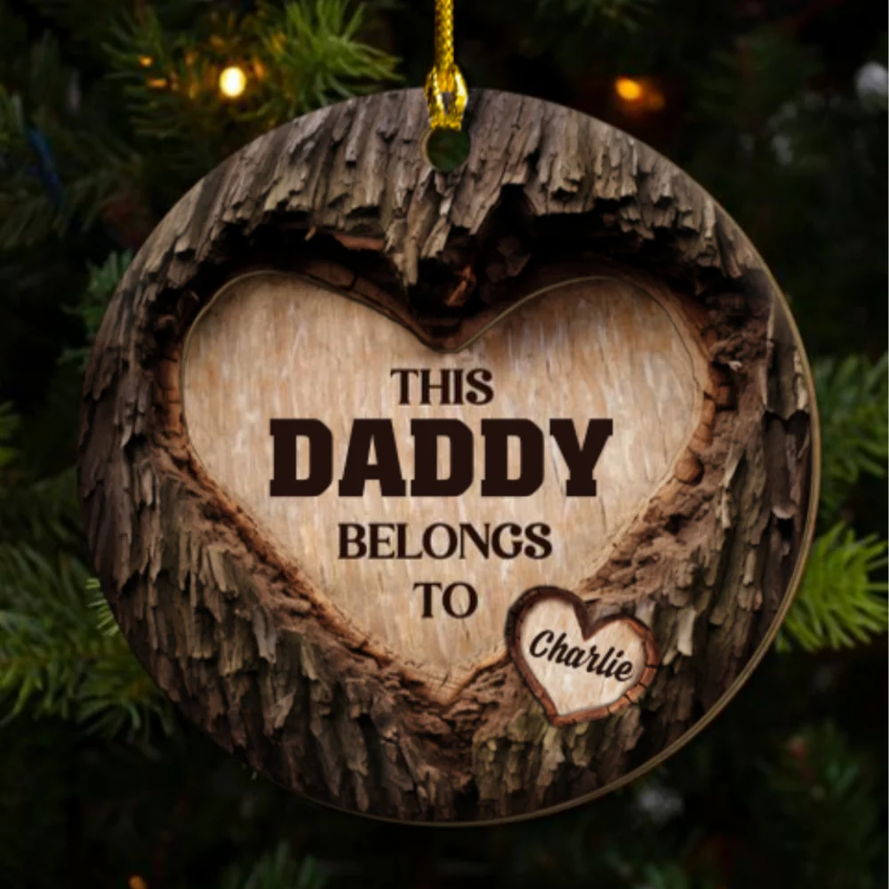 Heart Of Dad - Personalized Custom 2-layered Wood Ornament - Image 4