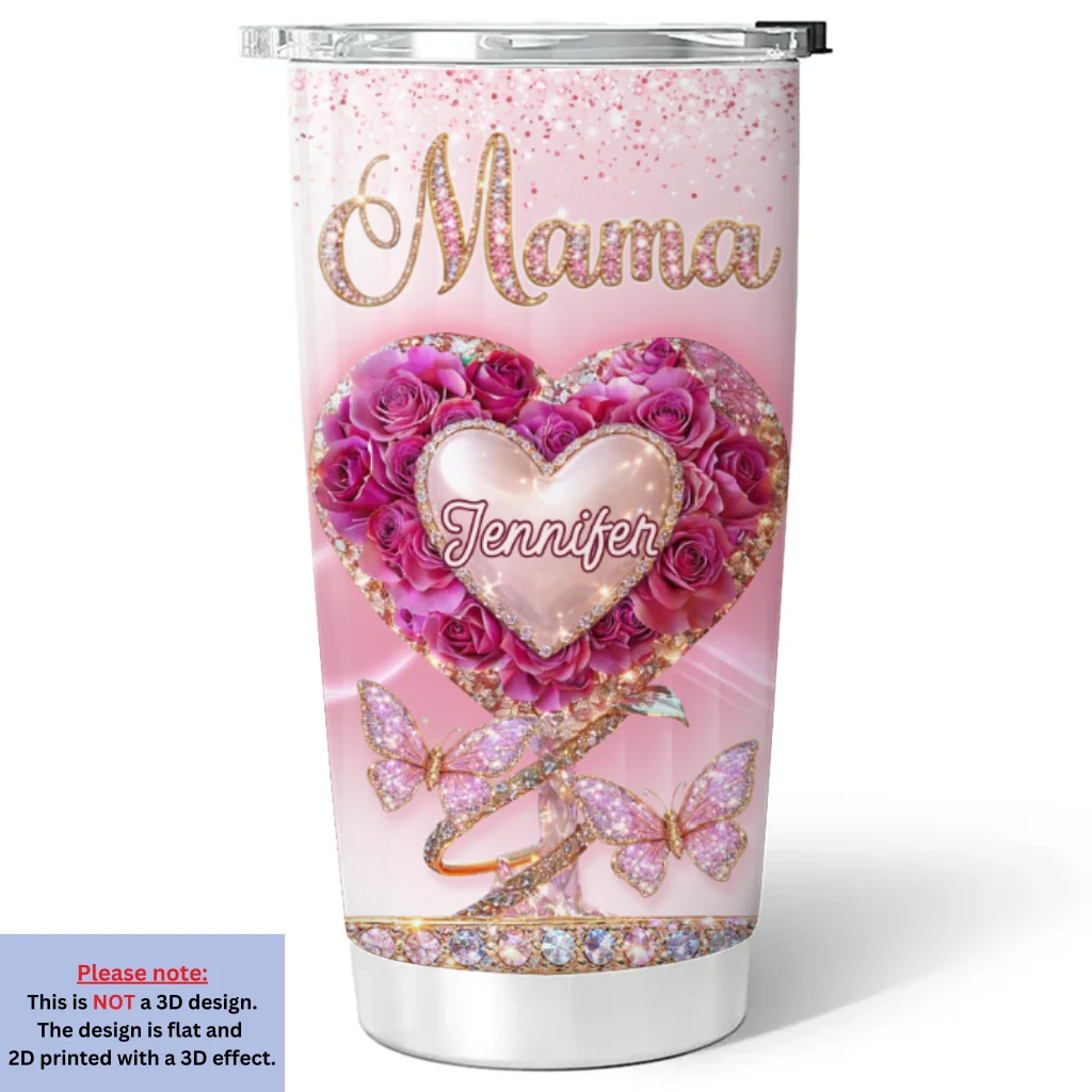 Heart Rose Flower Grandkids - Personalized Custom 3D Effect Tumbler - Image 6