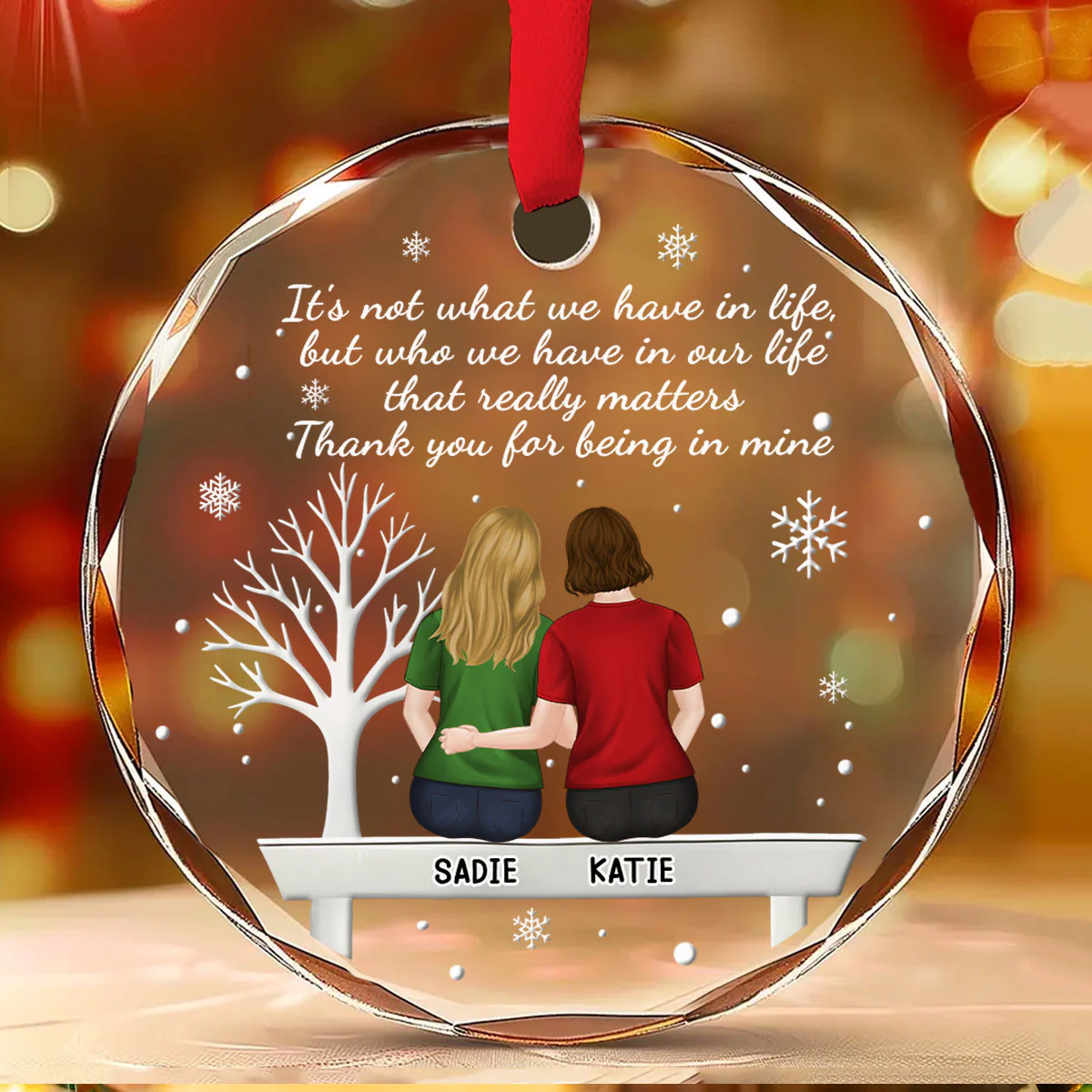 Heartfelt Friendship Token - Personalized Custom Glass Ornament  - Image 2
