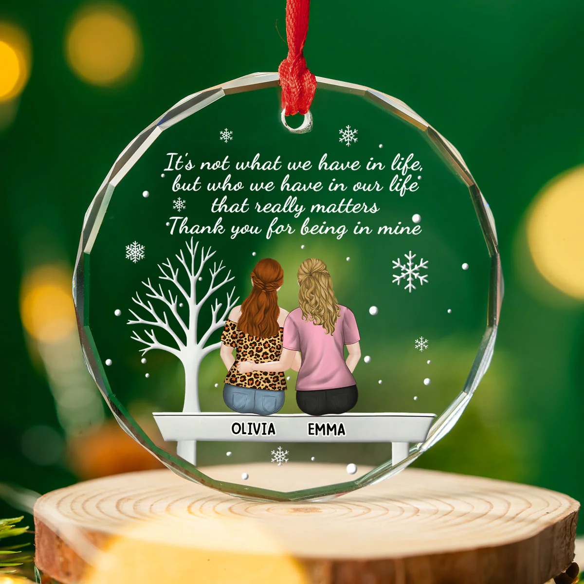 Heartfelt Friendship Token - Personalized Custom Glass Ornament  - Image 3