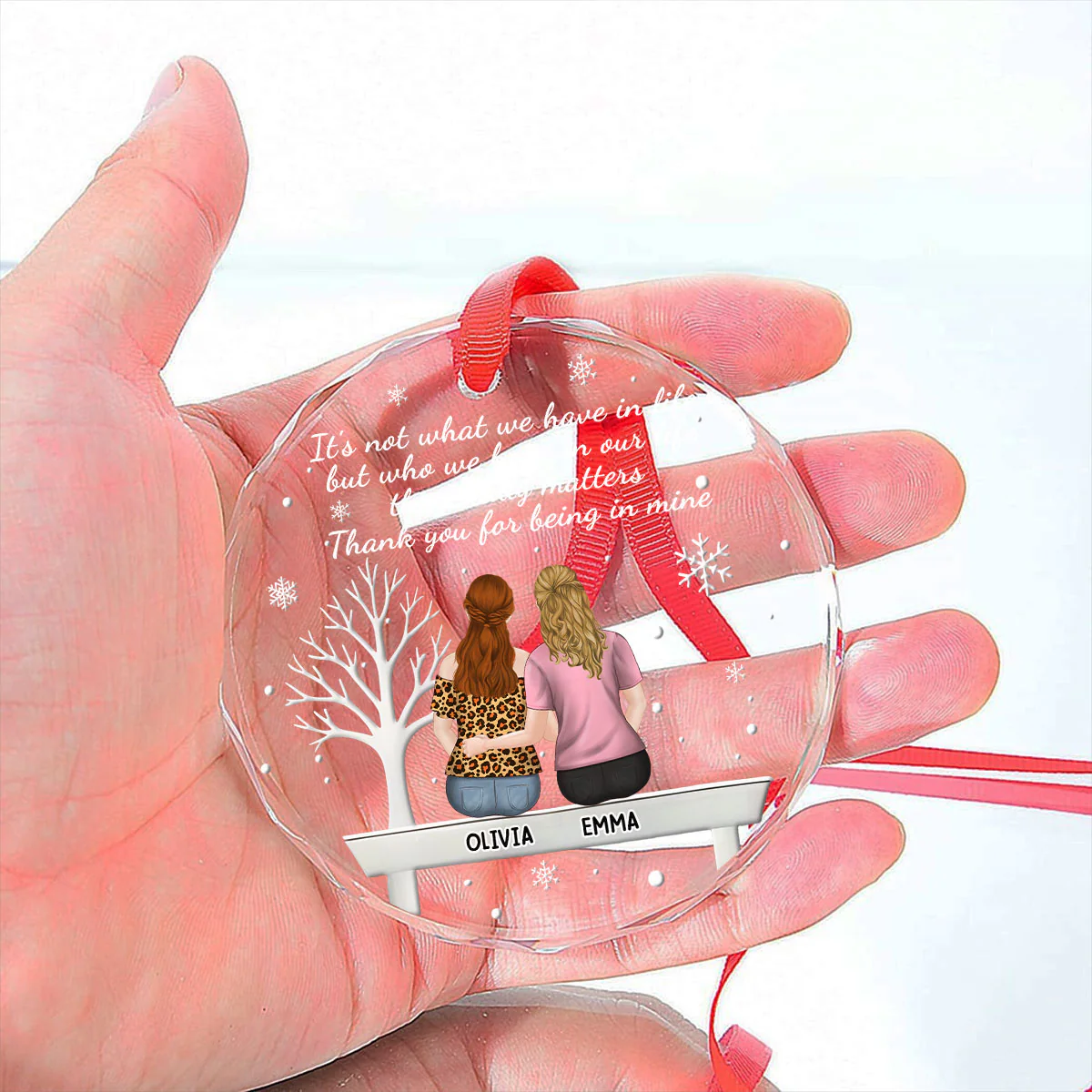 Heartfelt Friendship Token - Personalized Custom Glass Ornament  - Image 5