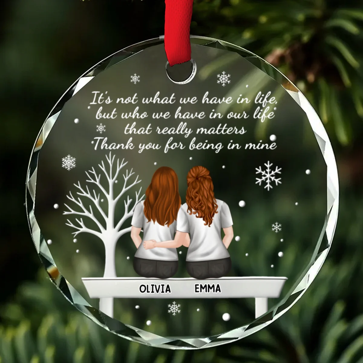 Heartfelt Friendship Token - Personalized Custom Glass Ornament  - Image 7
