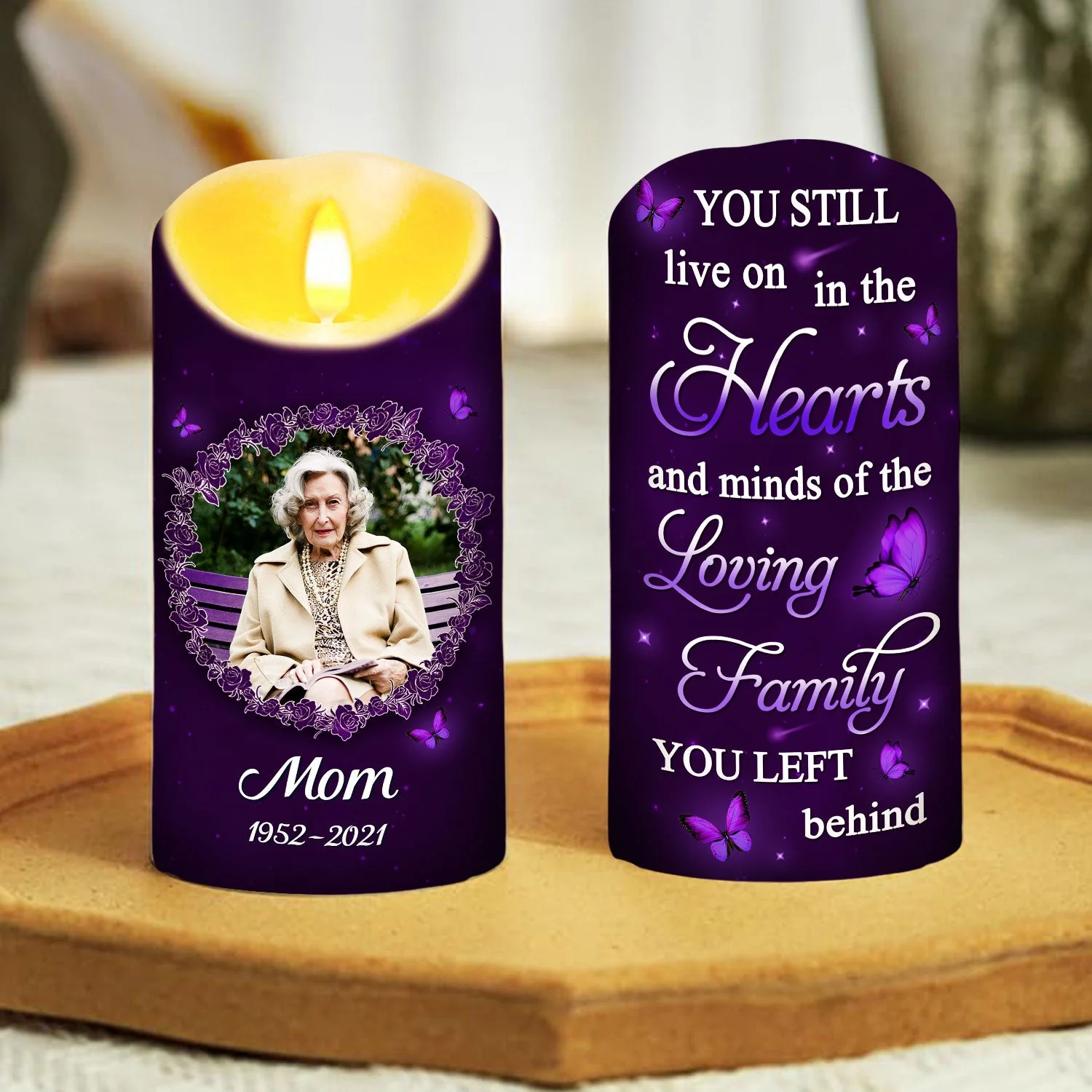Hearts And Minds - Personalized Custom LED Candle - Image 2