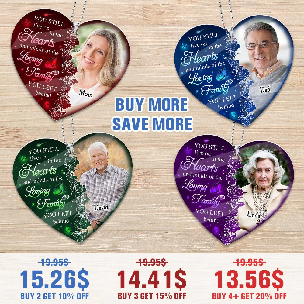 Hearts And Minds - Personalized Custom Photo Car Ornament - Photo memorial - Image 6