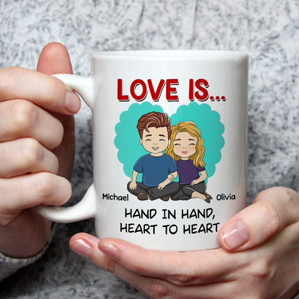 Hearts Holding Hands Forever More - Personalized Custom Coffee Mug - Image 2