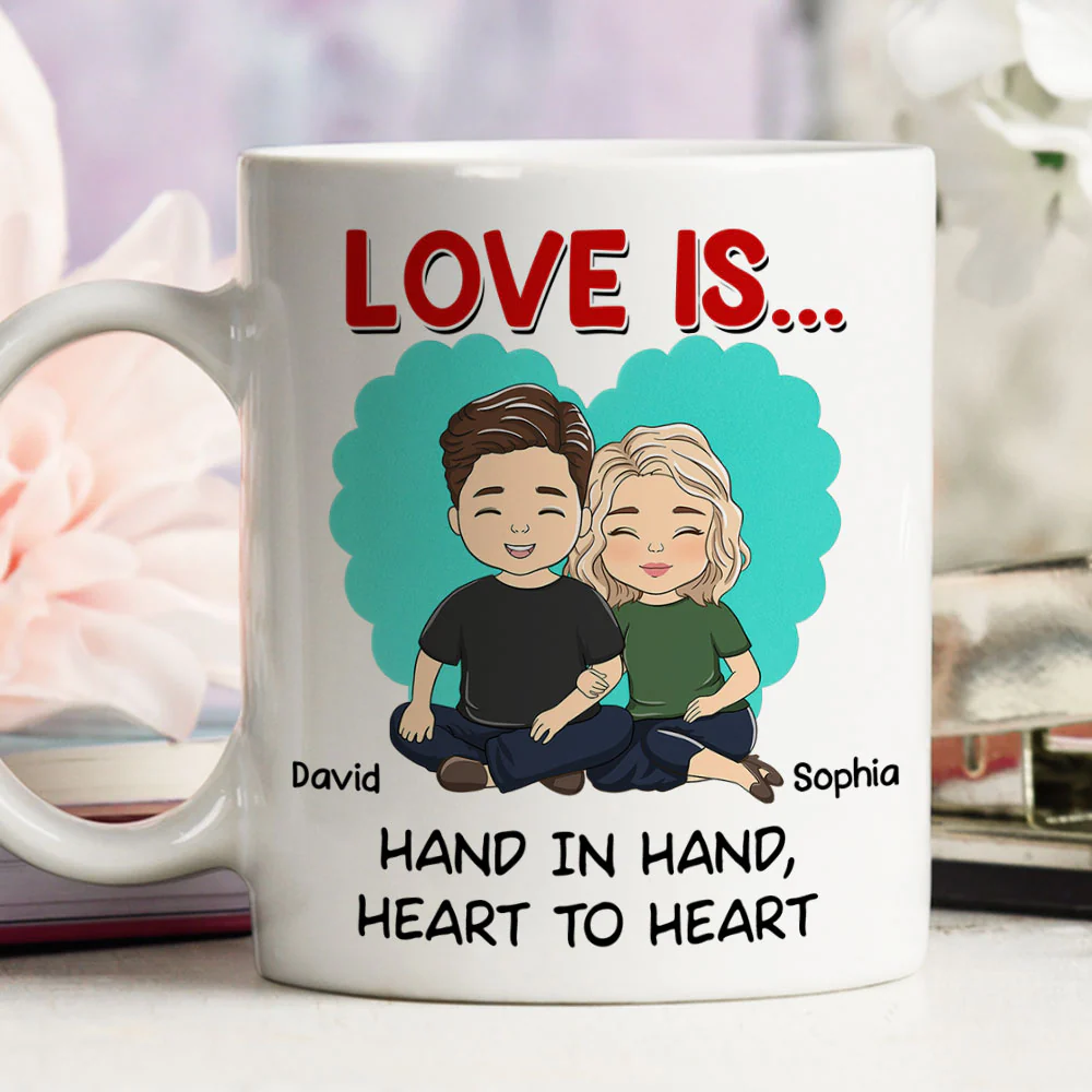 Hearts Holding Hands Forever More - Personalized Custom Coffee Mug - Image 3