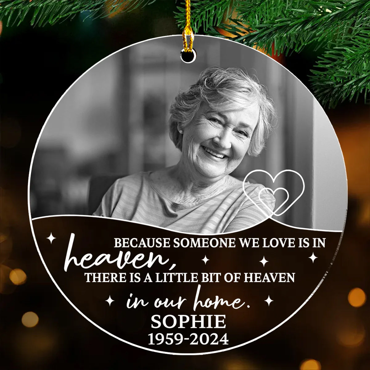 Heaven In Our Hearts - Personalized Custom Acrylic Ornament - Image 2