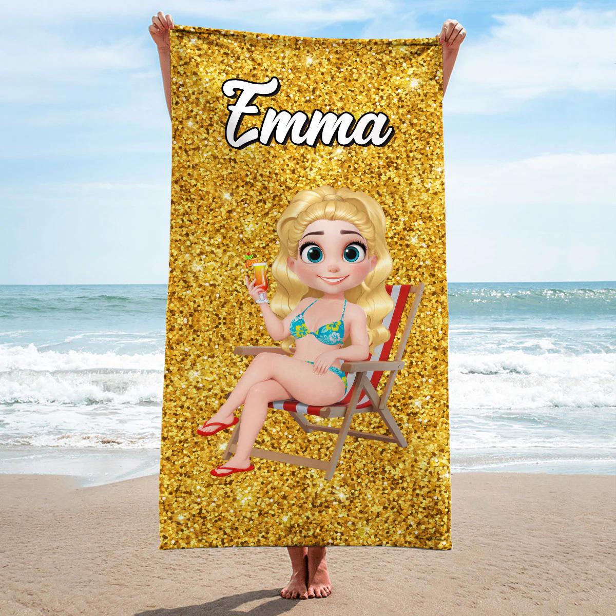 Hello Gorgeous - Personalized Custom Beach Towel - Image 3