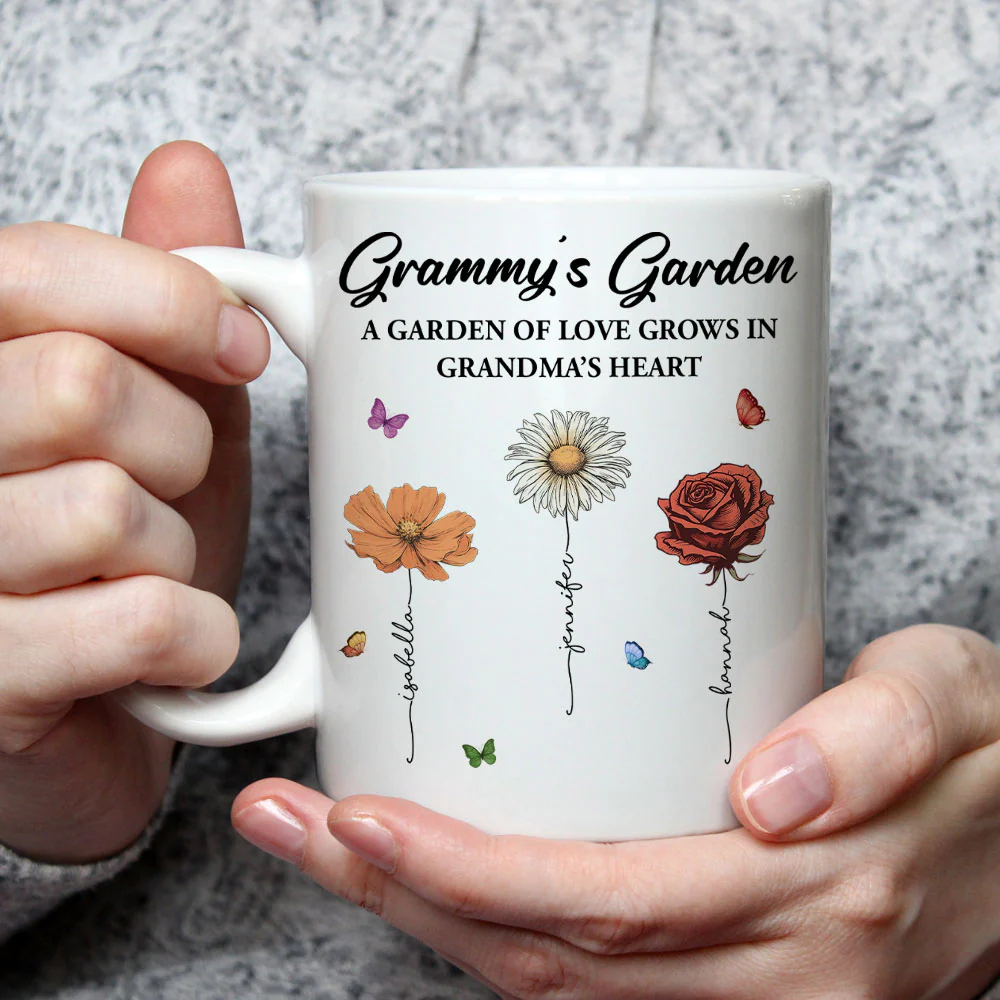 Her Garden Grows With Love  - Personalized Custom Coffee Mug - Image 3
