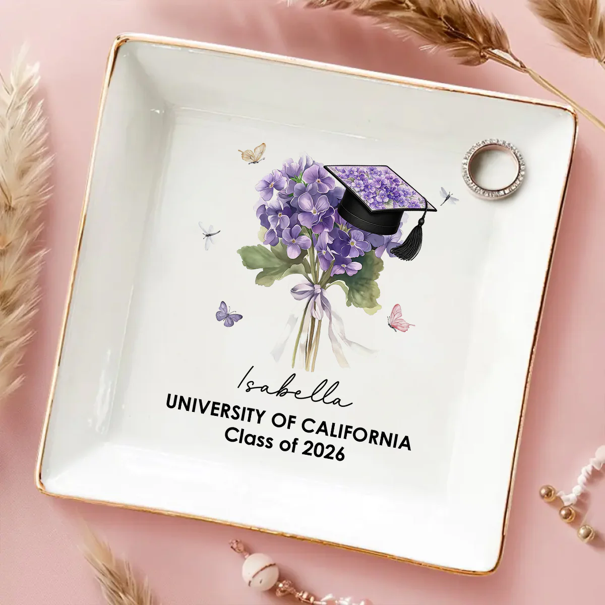 Her Graduation Bloom - Personalized Custom Jewelry Dish - Image 5