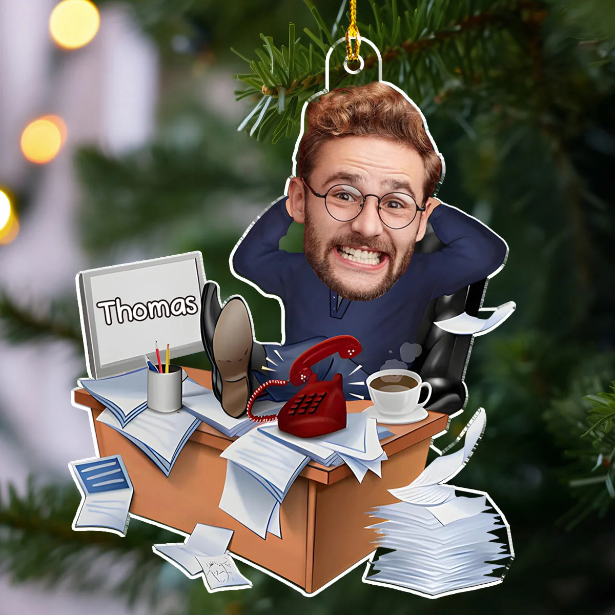 Here Is My Coworker - Personalized Custom Acrylic Ornament - Image 2