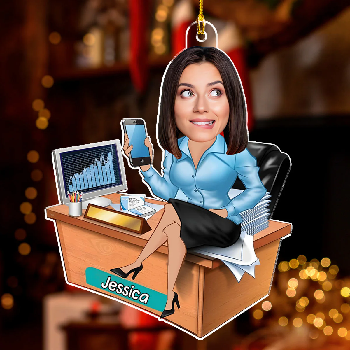Here Is My Coworker - Personalized Custom Acrylic Ornament - Image 3