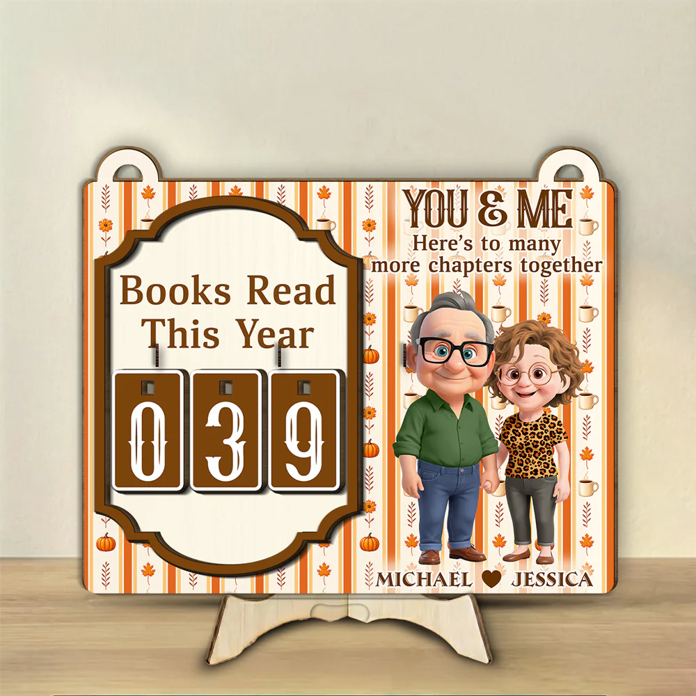 Here Is To Many More Chapters Together - Personalized Custom Tracker Sign - Image 3