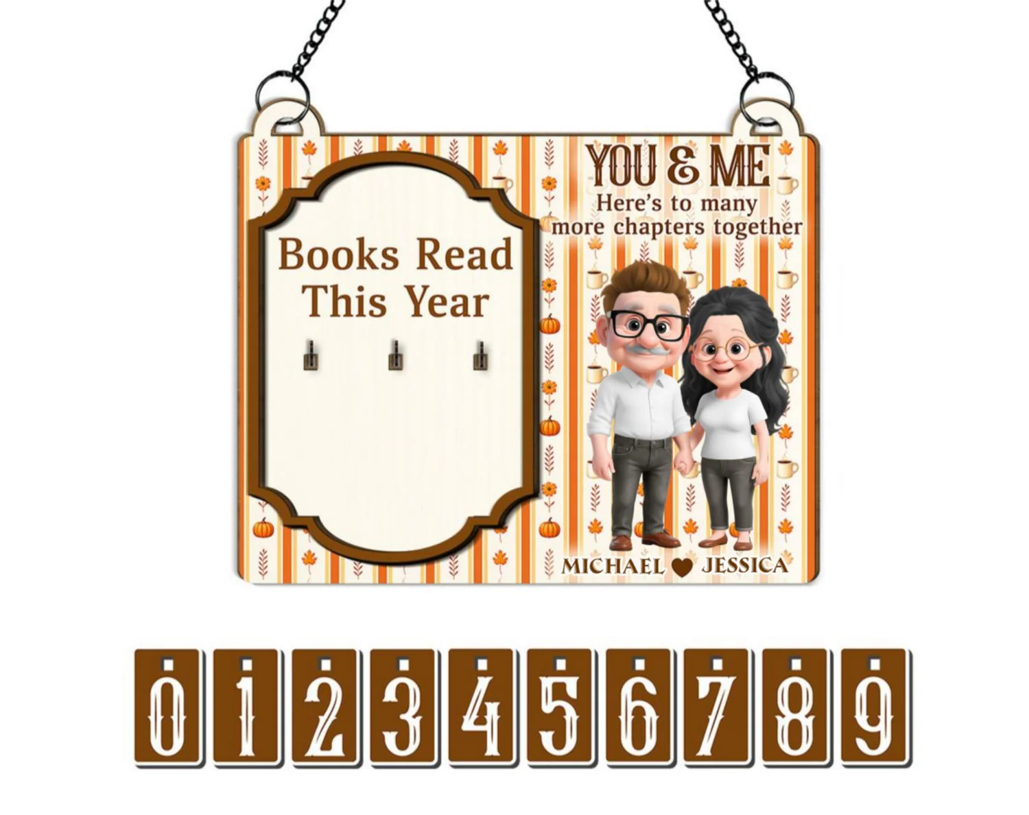 Here Is To Many More Chapters Together - Personalized Custom Tracker Sign - Image 6