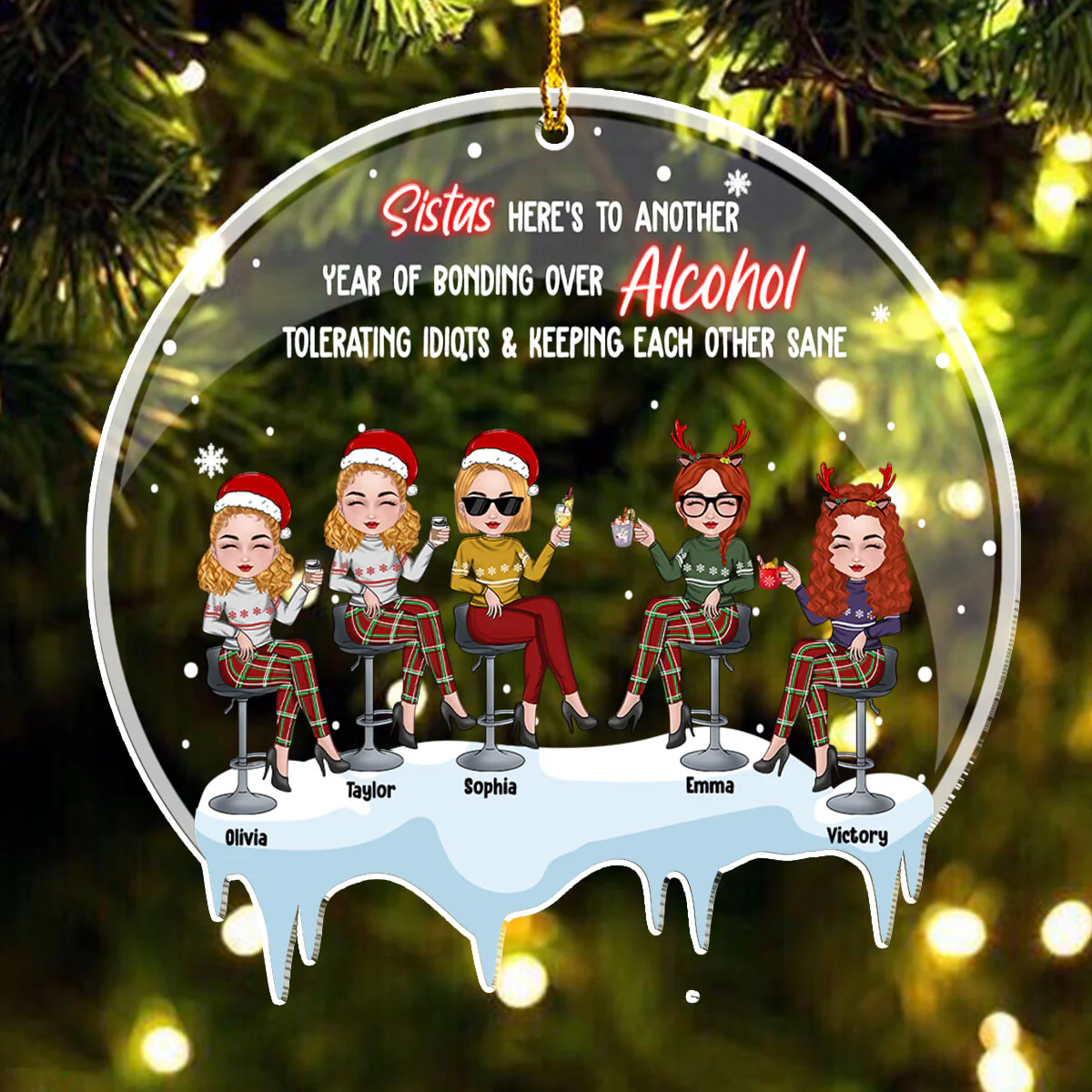 Here's To Another Year - Personalized Custom Acrylic Ornament - Image 2