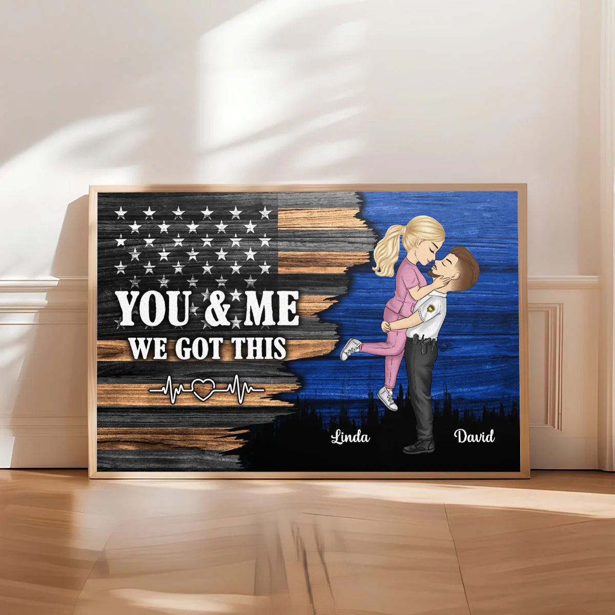 Hero Couple Kissing  - Personalized Custom Poster - Image 2