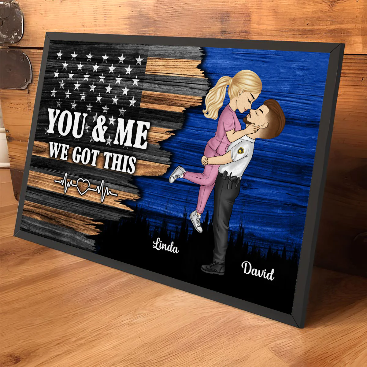 Hero Couple Kissing  - Personalized Custom Poster - Image 3