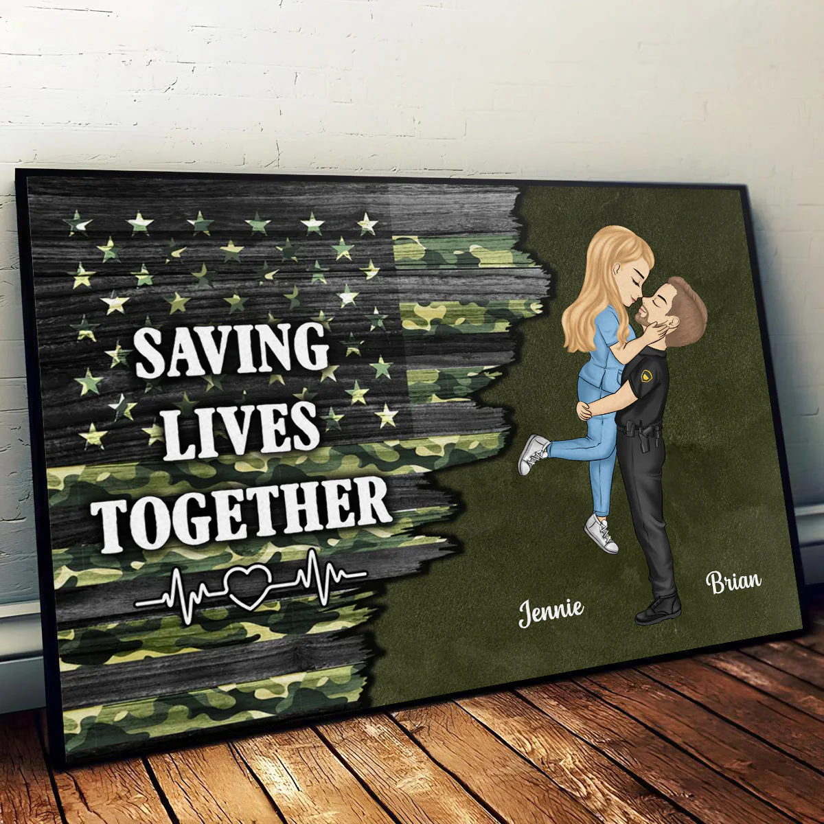 Hero Couple Kissing  - Personalized Custom Poster - Image 4