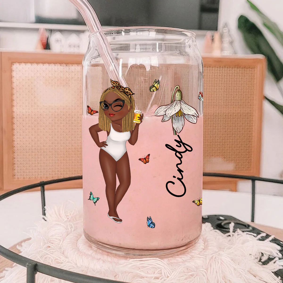 Hola Beaches - Personalized Custom Glass Can - Image 3