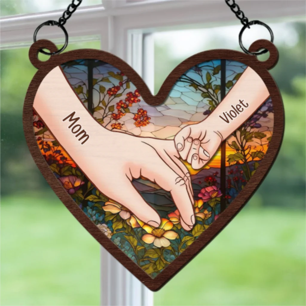 Hold Hands And Hearts - Personalized Custom Suncatcher - Image 5