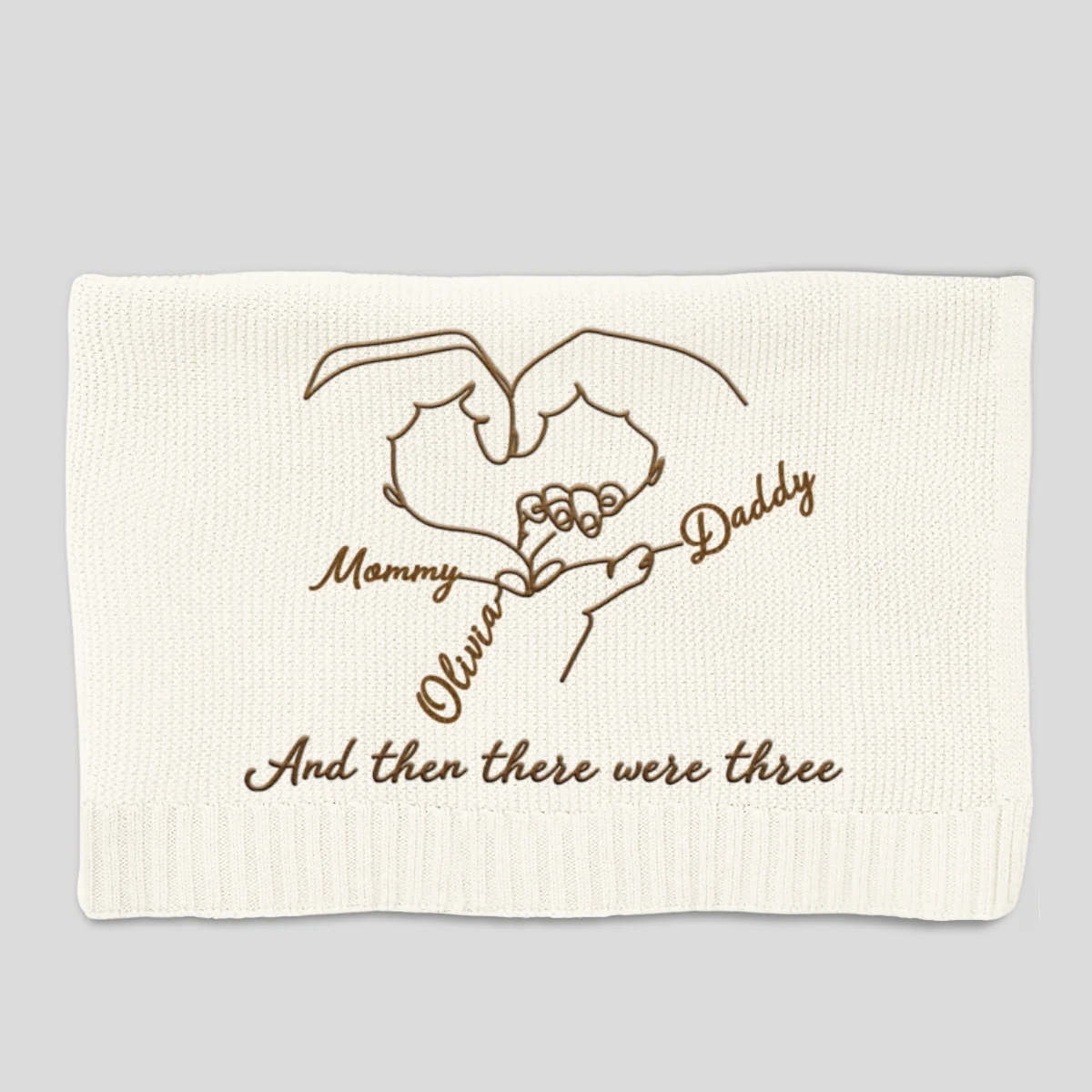 Hold Hands - Personalized Custom Embroidered Knitted Baby Blanket - Image 11