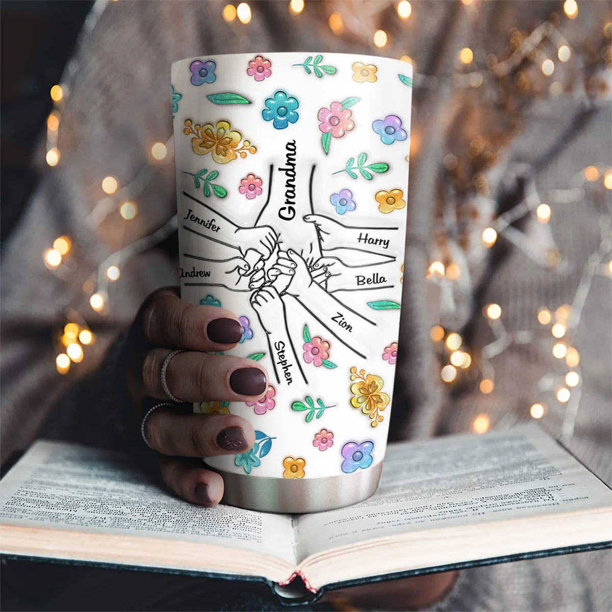 Hold My Hand Hold My Heart - Personalized Custom 3D Inflated Effect Tumbler - Image 2