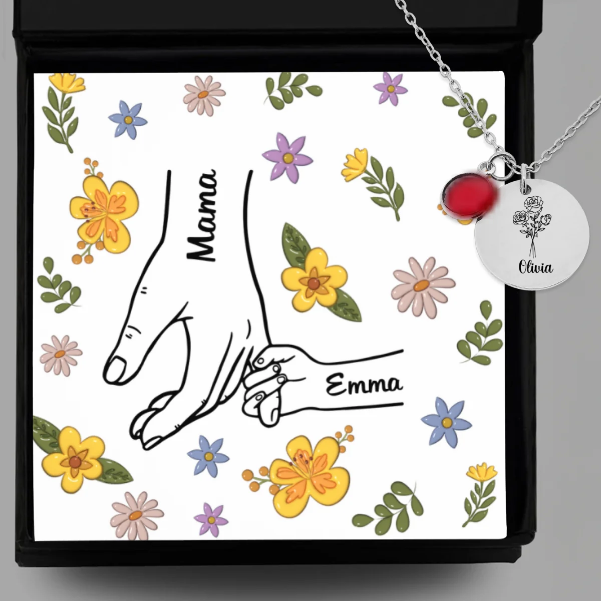 Hold My Hand - Personalized Custom Birthstone Necklace With Message Card - Image 8