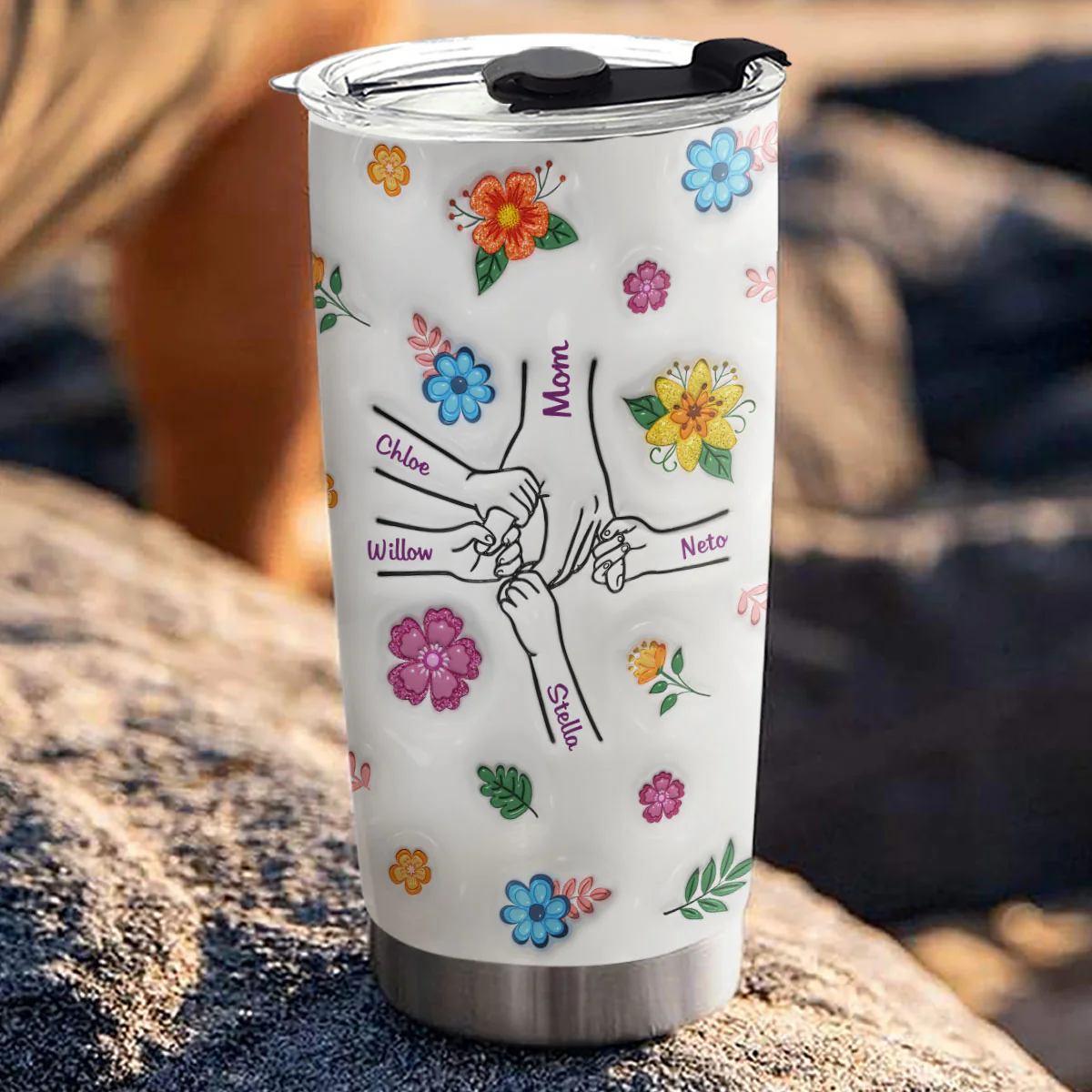 Hold My Hands, Hold My Hearts - Personalized Custom 3D Inflated Effect Tumbler - Image 3