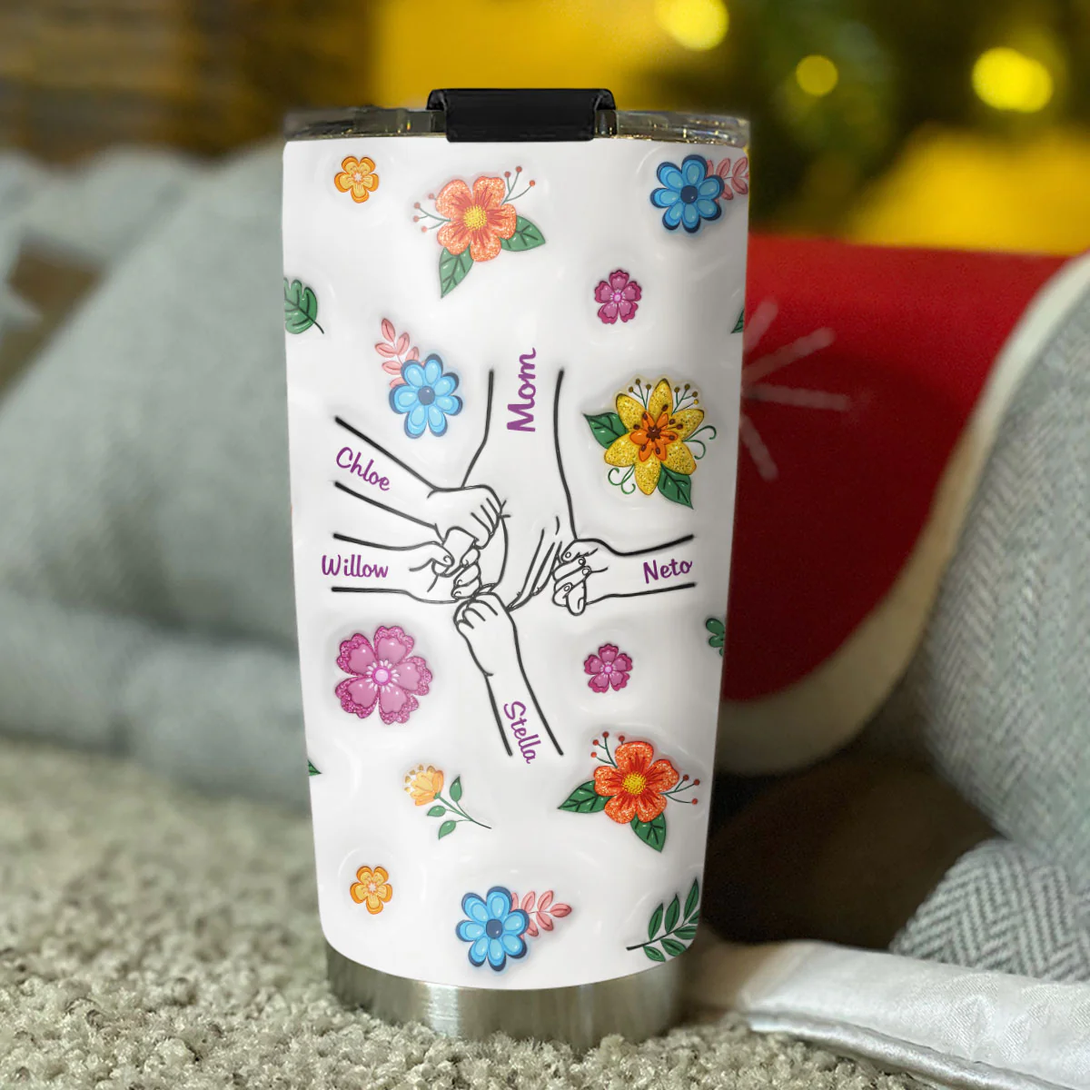 Hold My Hands, Hold My Hearts - Personalized Custom 3D Inflated Effect Tumbler - Image 4