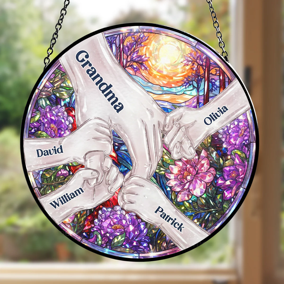 Hold Our Hands And Our Hearts 2 - Personalized Custom Window Hanging Suncatcher