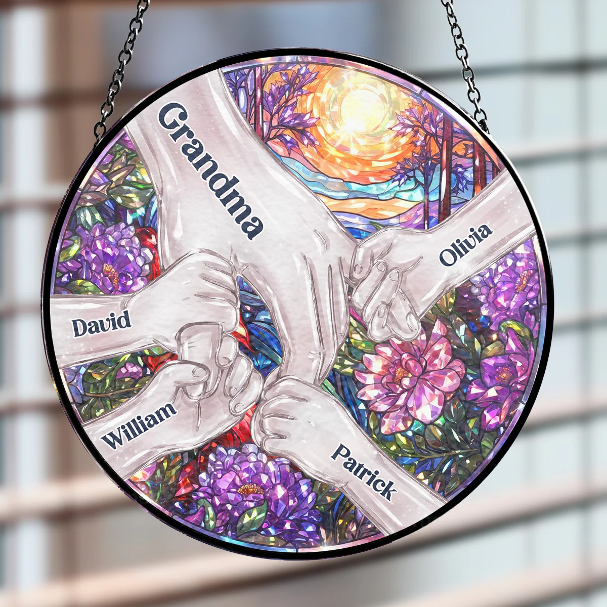 Hold Our Hands And Our Hearts 2 - Personalized Custom Window Hanging Suncatcher - Image 4