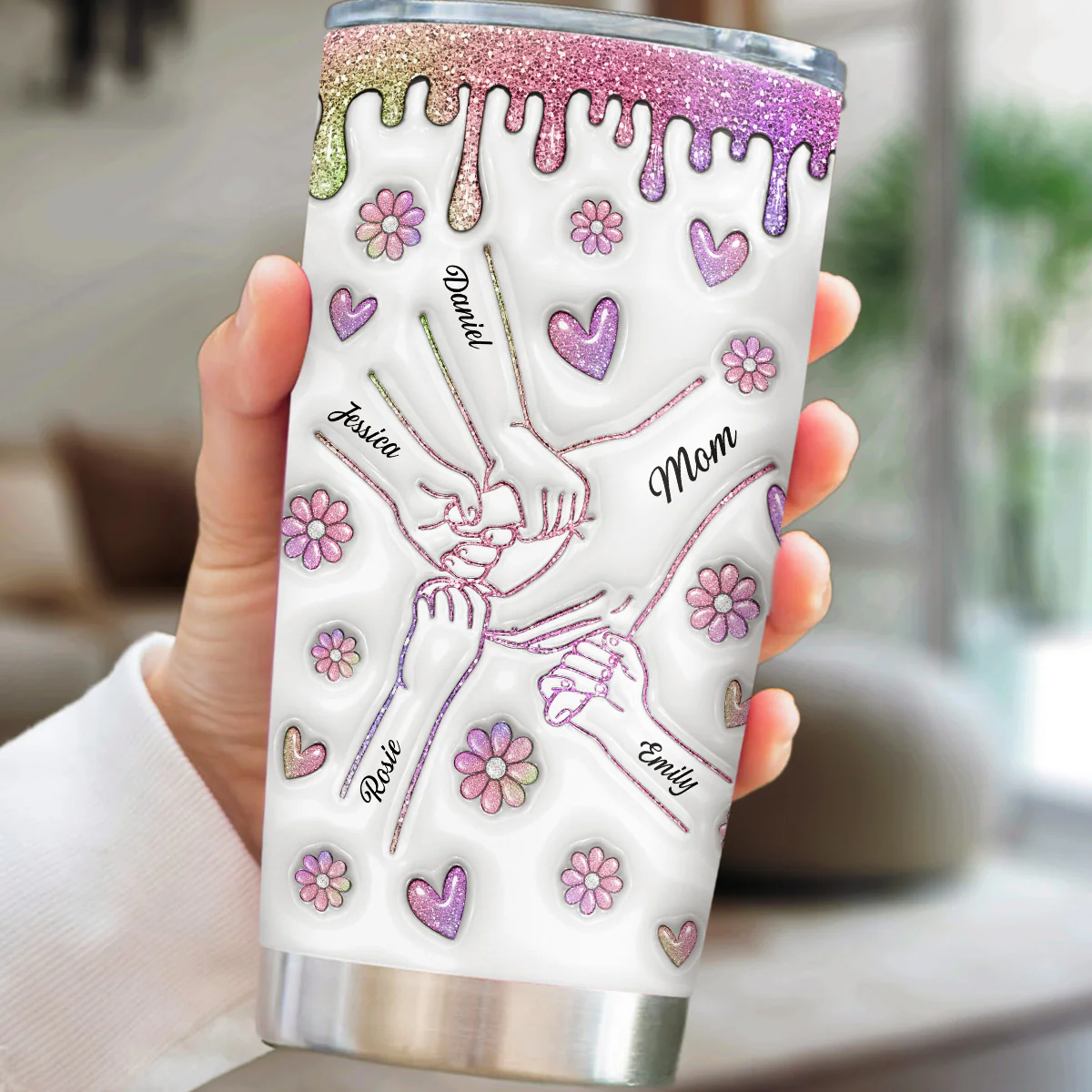 Hold Our Hands And Our Hearts - Personalized Custom 3D Inflated Effect Tumbler - Image 2