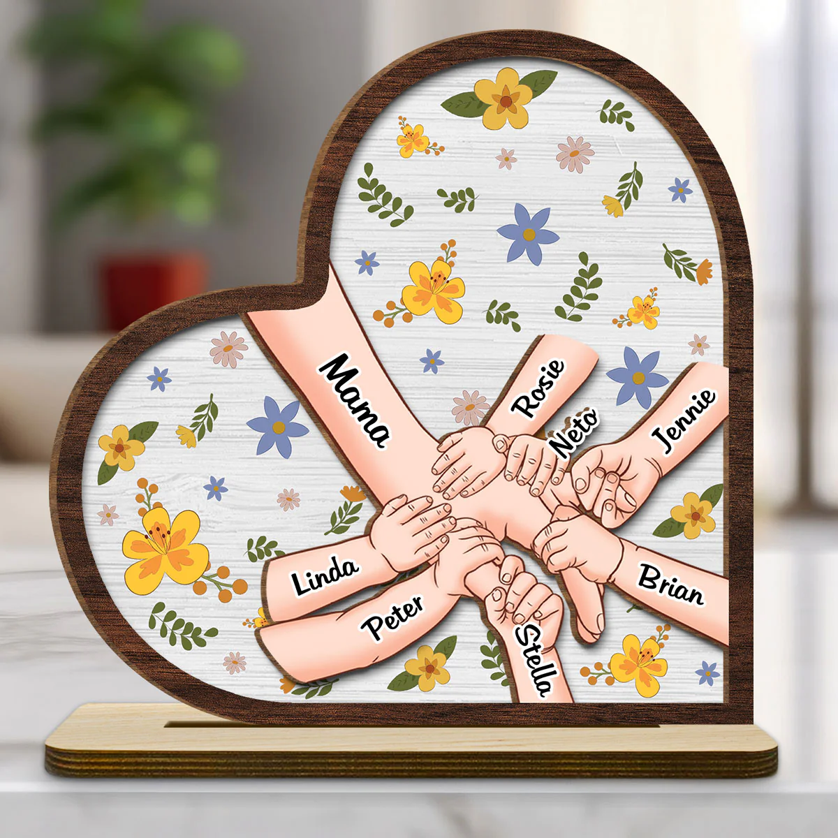 Hold Our Hands - Personalized Custom 2-Layer Wood Plaque With Flat Base