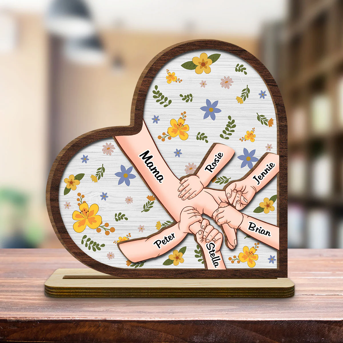 Hold Our Hands - Personalized Custom 2-Layer Wood Plaque With Flat Base - Image 4