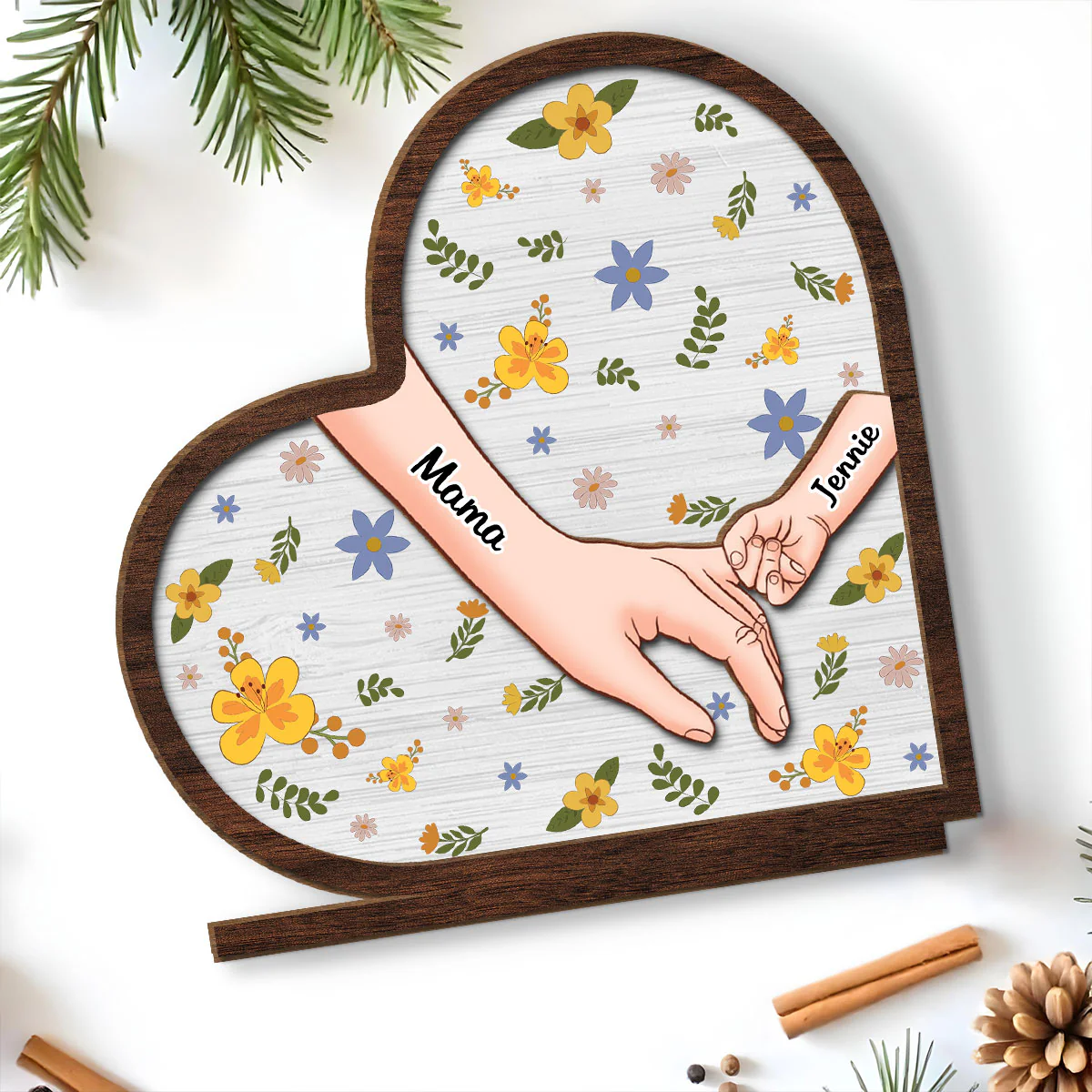 Hold Our Hands - Personalized Custom 2-Layer Wood Plaque With Flat Base - Image 5