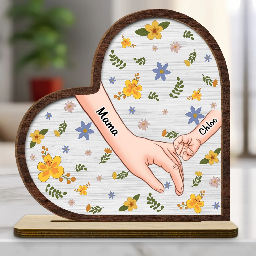 Hold Our Hands - Personalized Custom 2-Layer Wood Plaque With Flat Base - Image 8