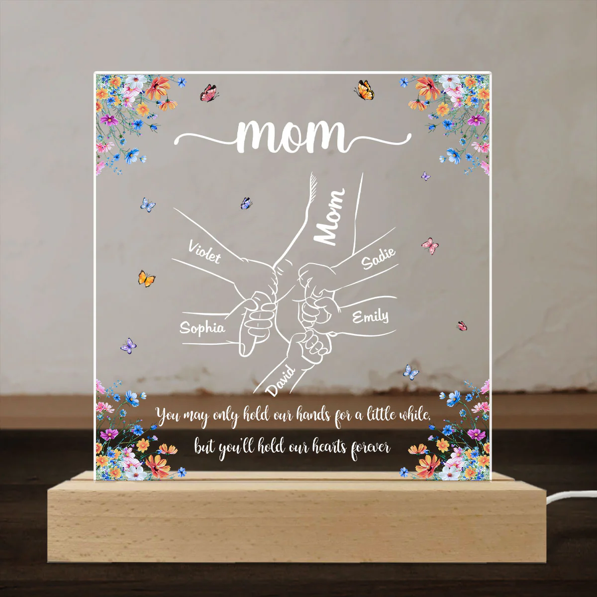 Hold Our Hearts Version 2 - Personalized Custom LED Light - Image 2