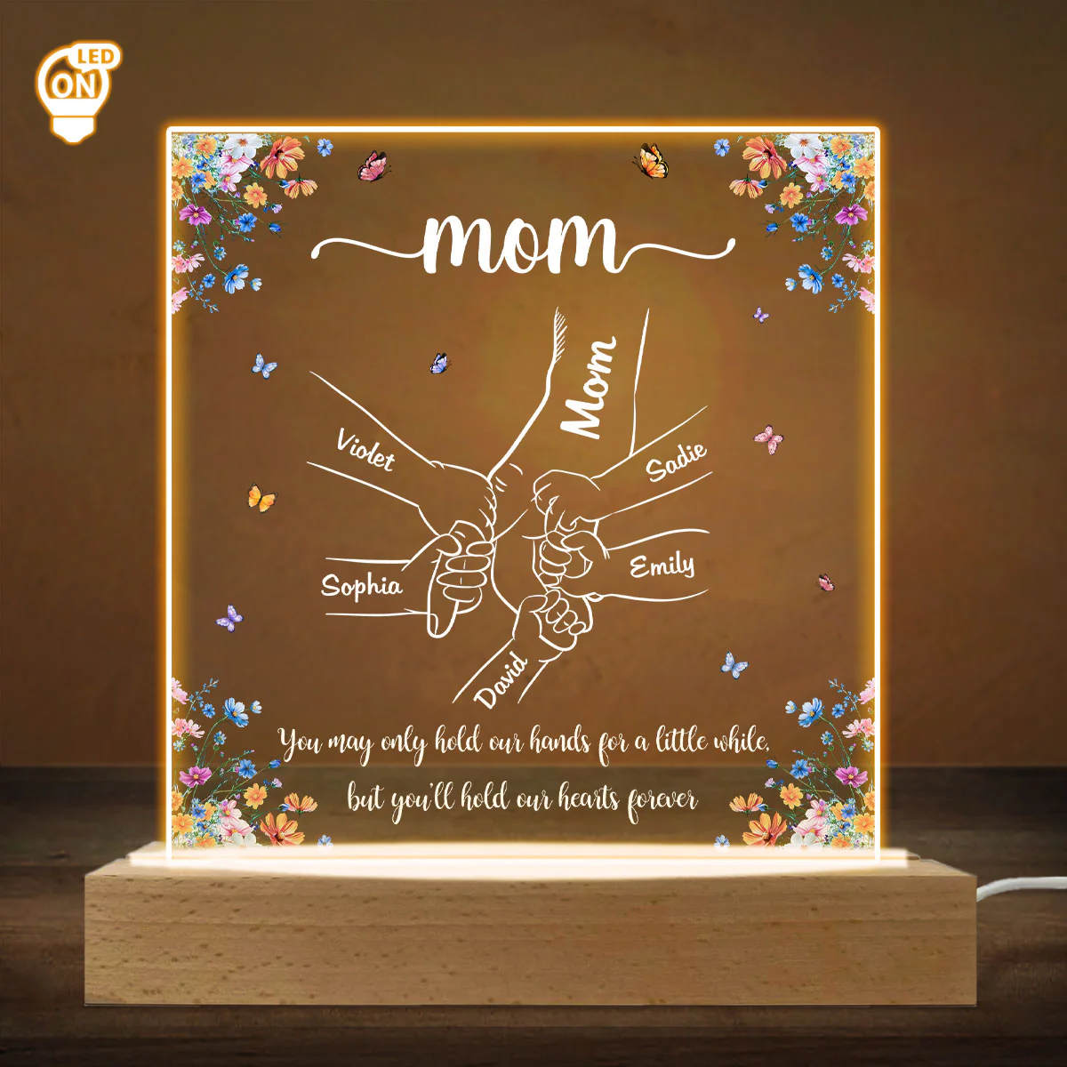 Hold Our Hearts Version 2 - Personalized Custom LED Light - Image 3
