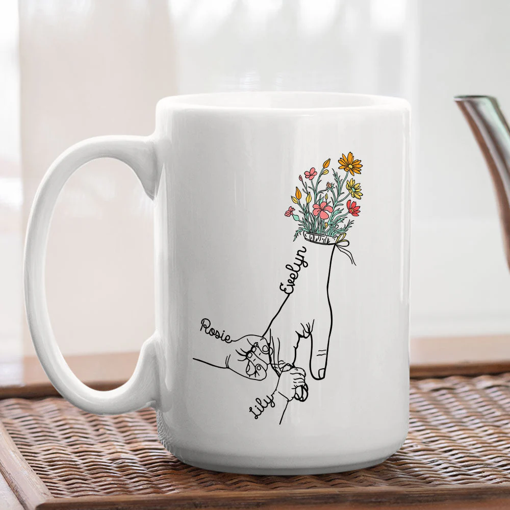 Holding Hand Of Mom - Personalized Custom Coffee Mug - Image 4