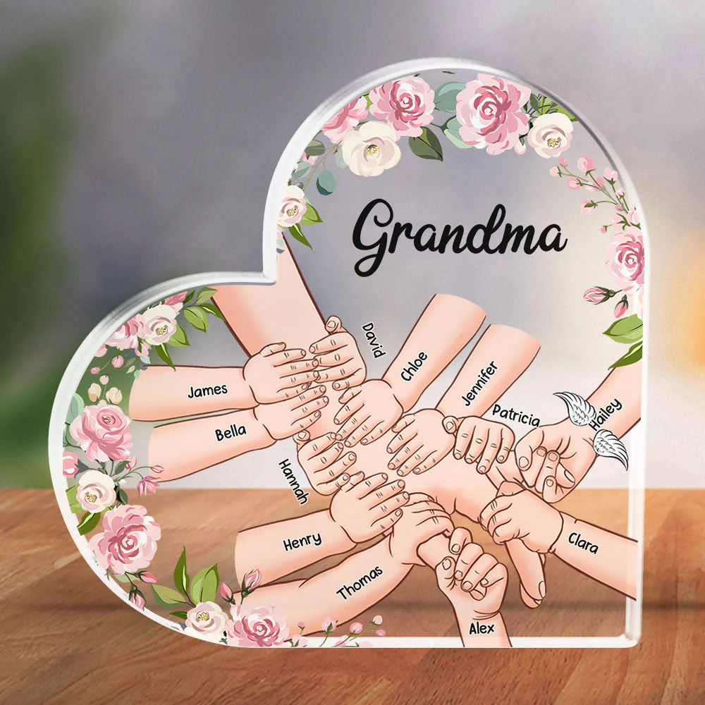 Holding Hand With Grandkids - Personalized Custom Acrylic Plaque - Image 4