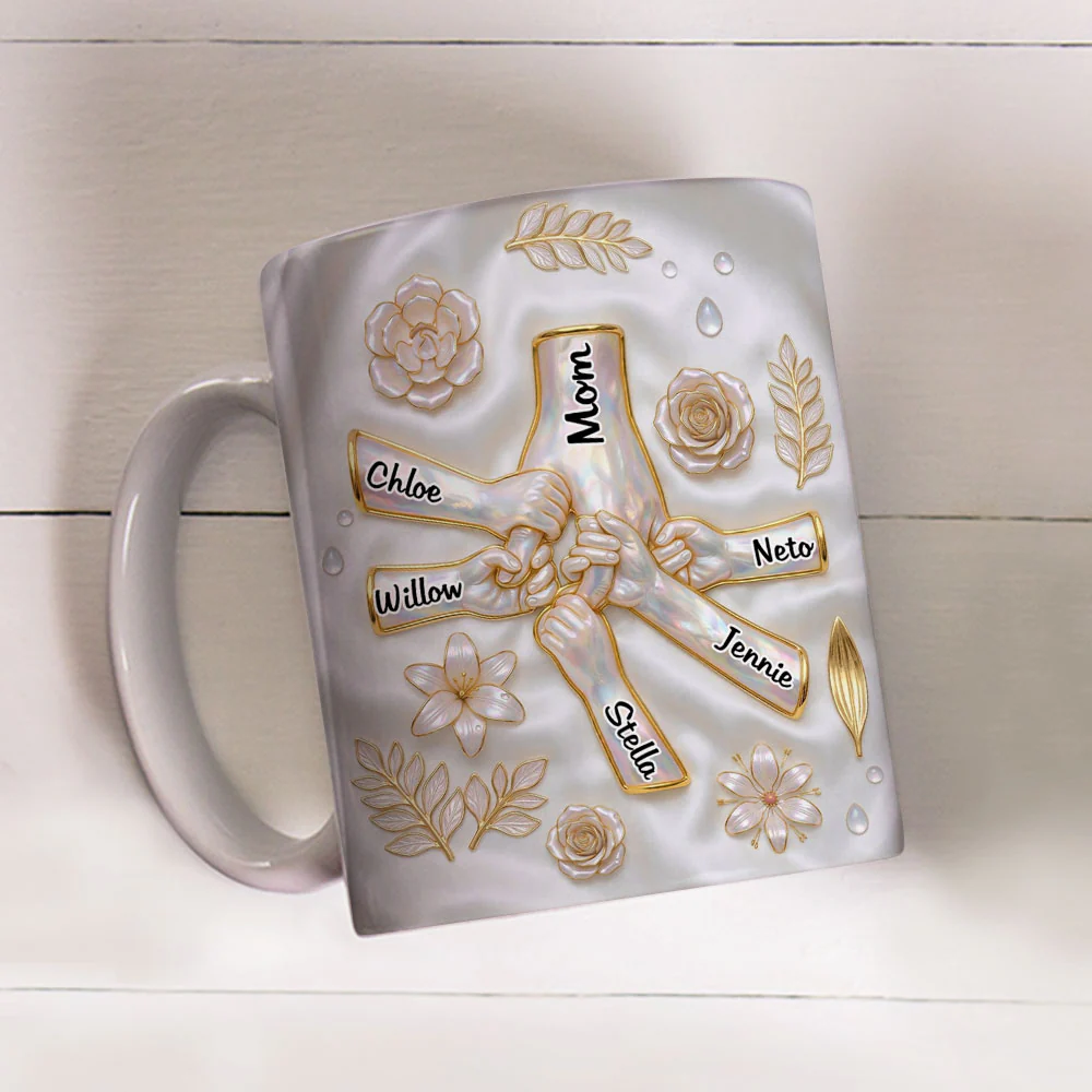 Holding Hands Family - Personalized Custom 3D Inflated Effect Mug - Image 3