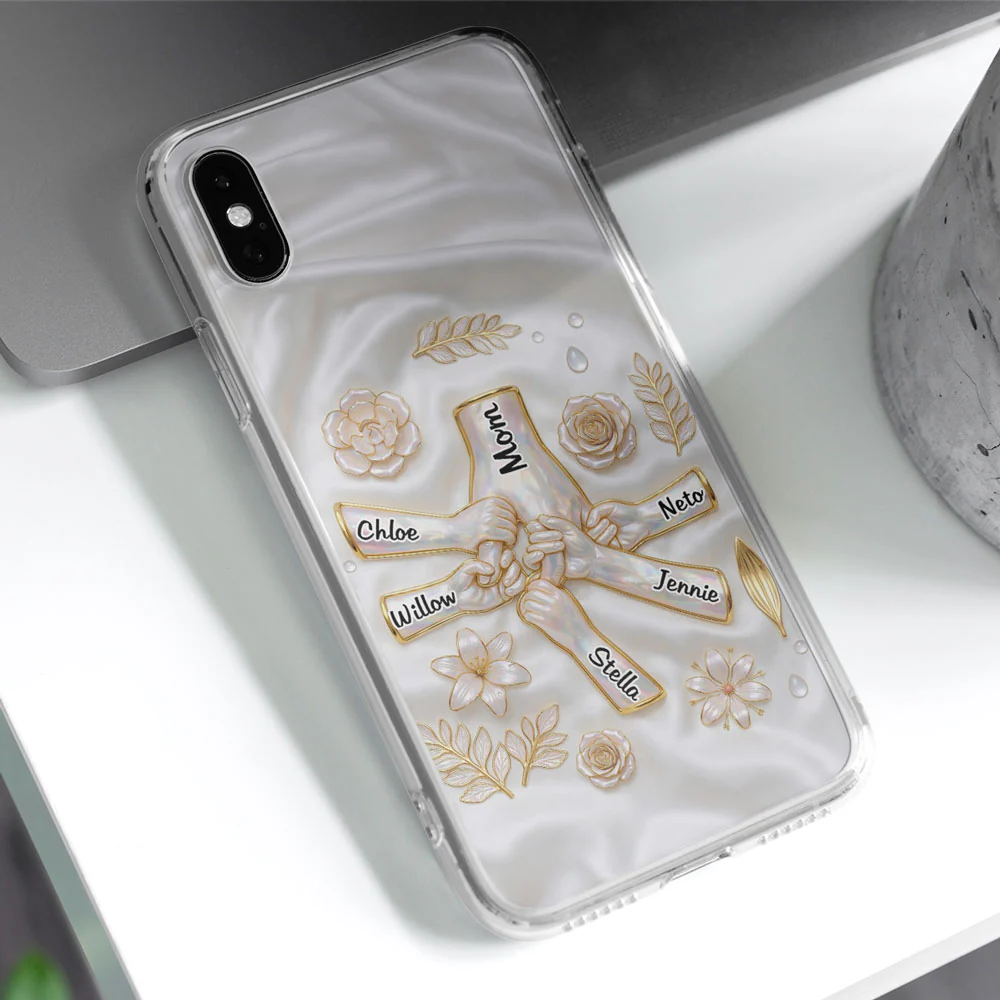 Holding Hands Family - Personalized Custom 3D Inflated Effect Phone Case - Image 2
