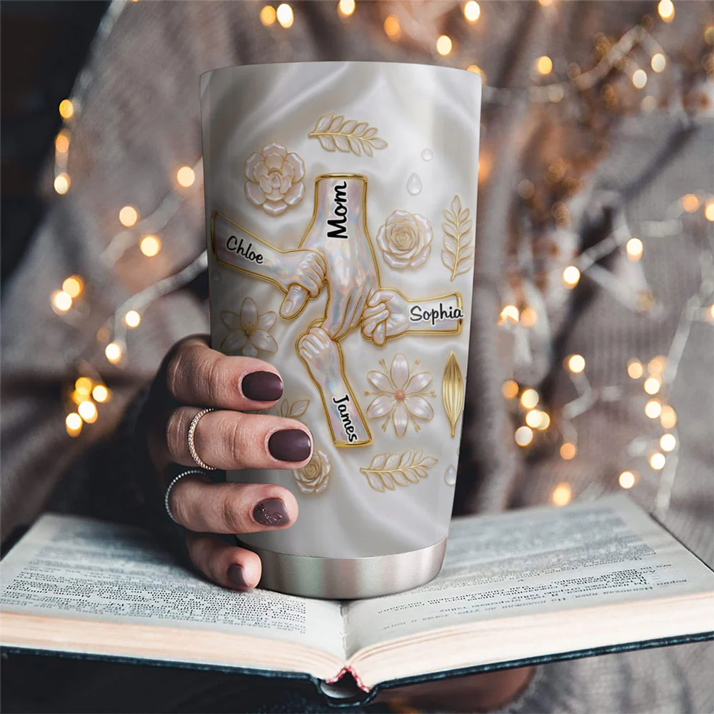 Holding Hands Family - Personalized Custom 3D Inflated Effect Tumbler - Image 2