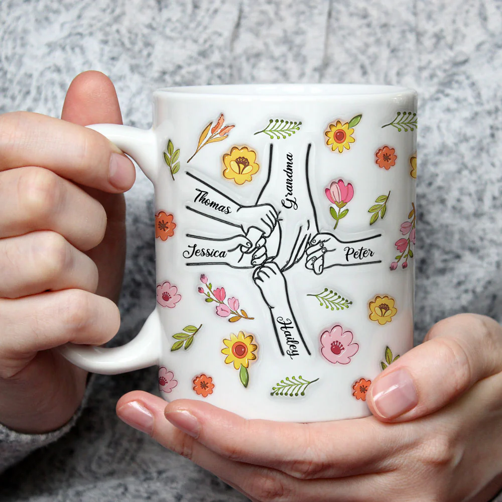 Holding Hands Grandma - Personalized Custom 3D Inflated Effect Mug - Image 4