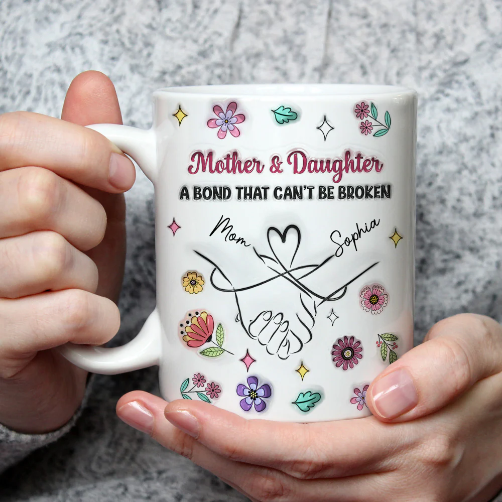 Holding Mommy Hand - Personalized Custom 3D Inflated Effect Mug - Image 2