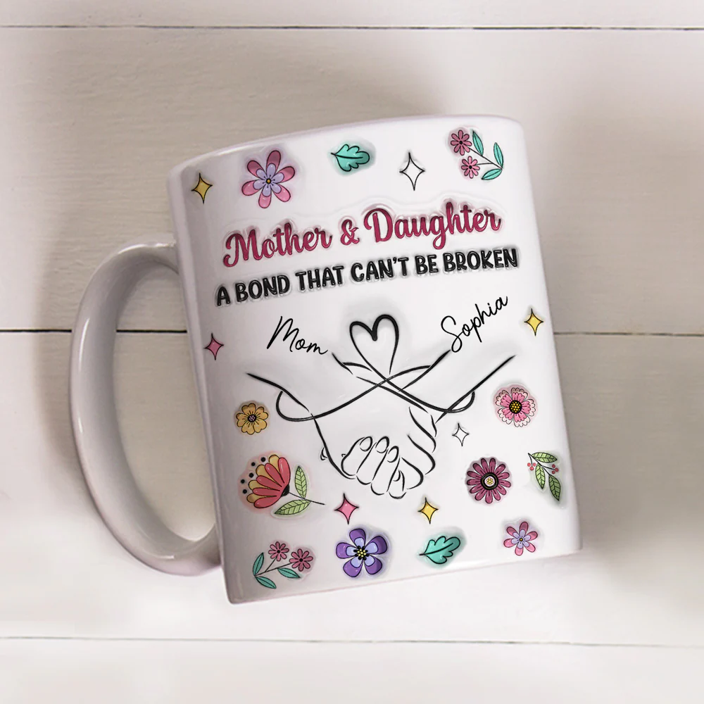 Holding Mommy Hand - Personalized Custom 3D Inflated Effect Mug - Image 3