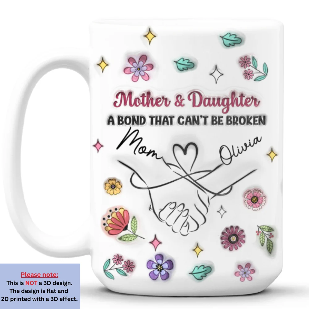 Holding Mommy Hand - Personalized Custom 3D Inflated Effect Mug - Image 8