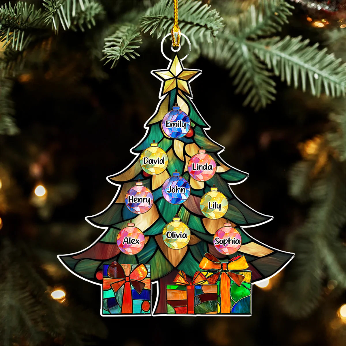 Holiday Family Tree - Personalized Custom Acrylic Ornament - Image 5