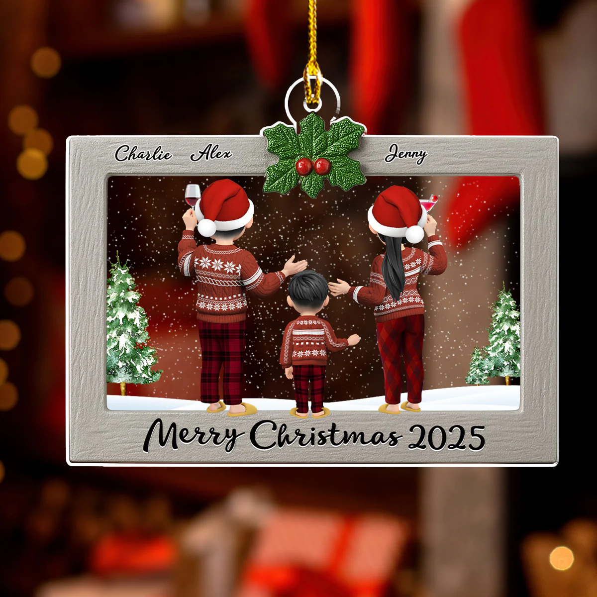 Holiday Love Frame - Personalized Custom Acrylic Ornament - Image 3