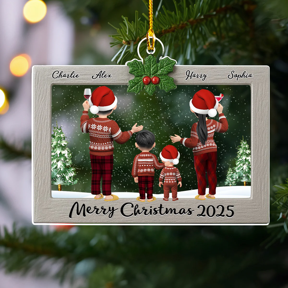 Holiday Love Frame - Personalized Custom Acrylic Ornament - Image 5